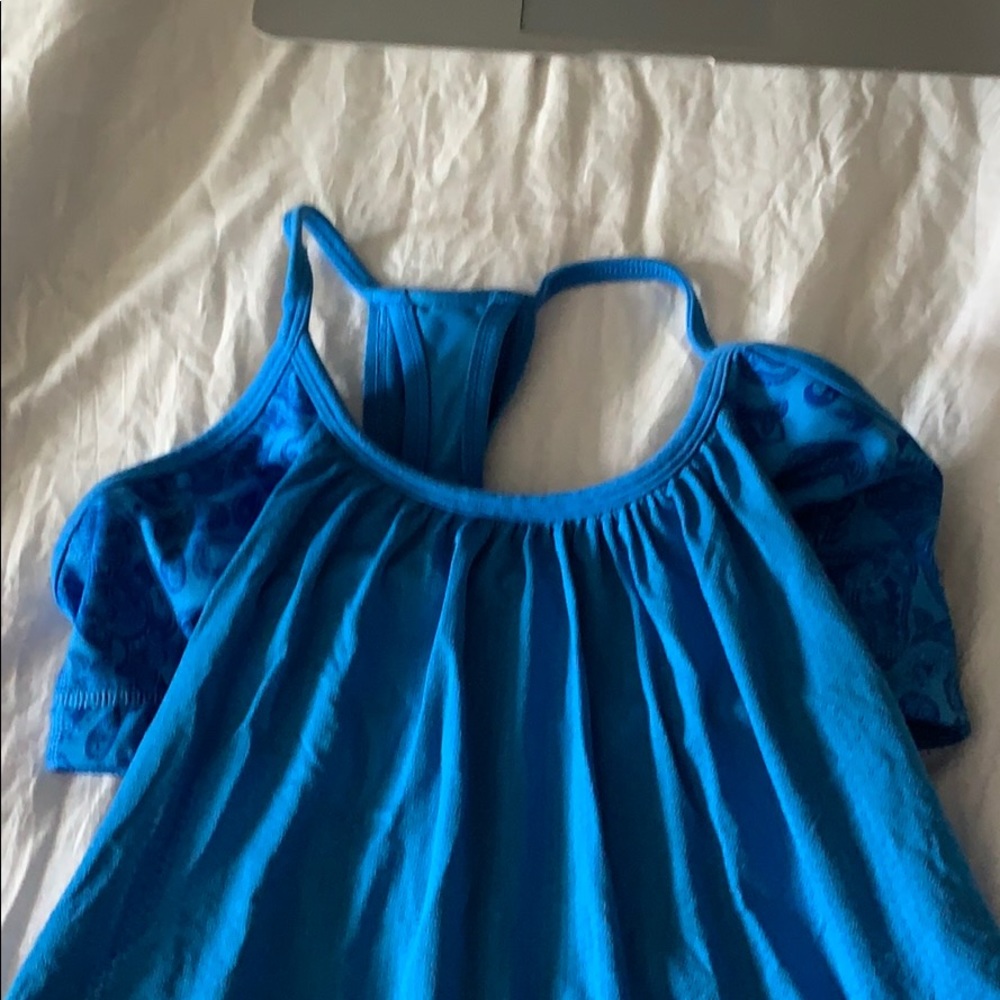 Blue Lululemon tank with built in sports bra
